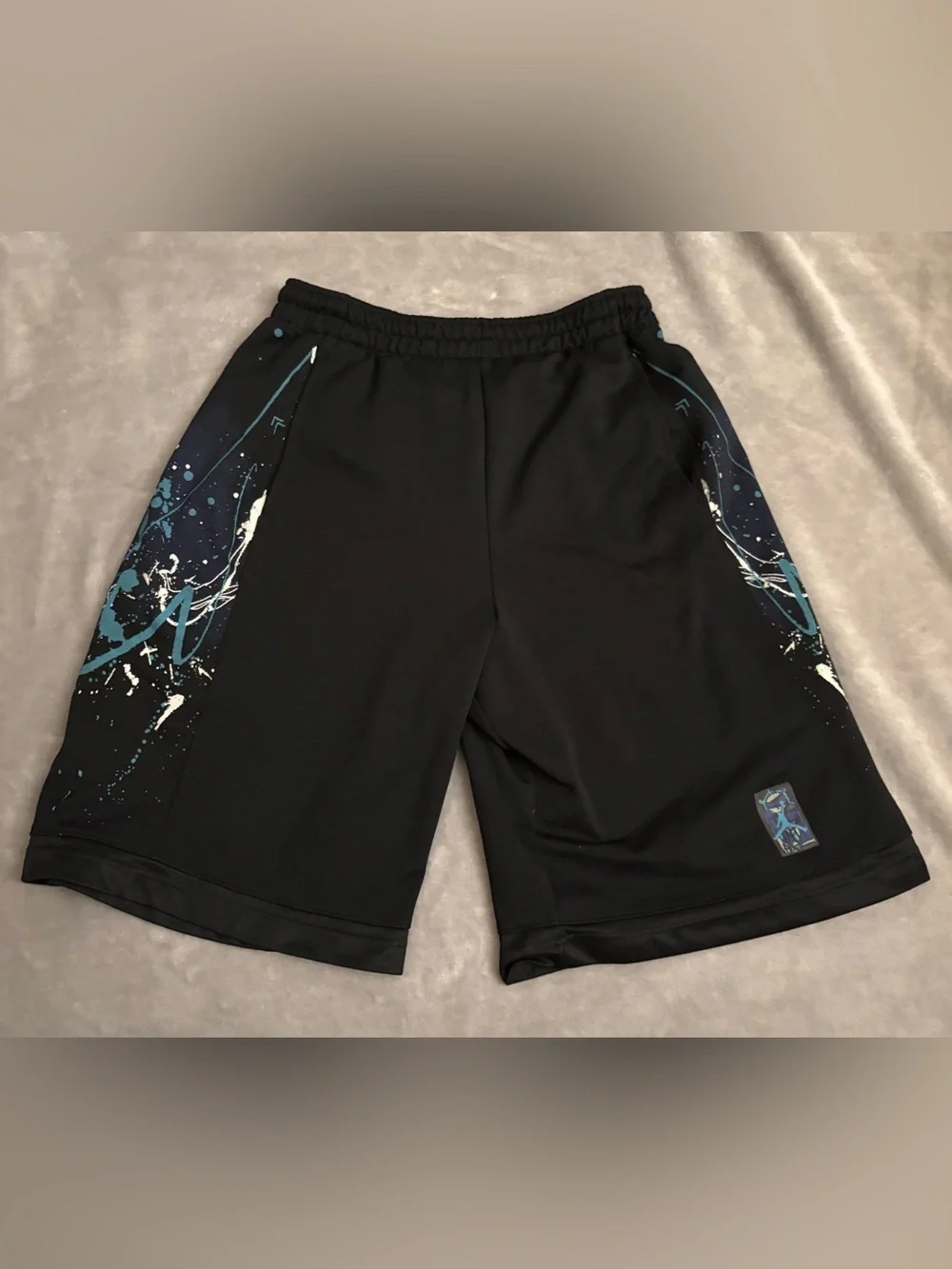 Jordan Men’s M Athletic Shorts Black/Blue/White Graphic Drawstring Elastic